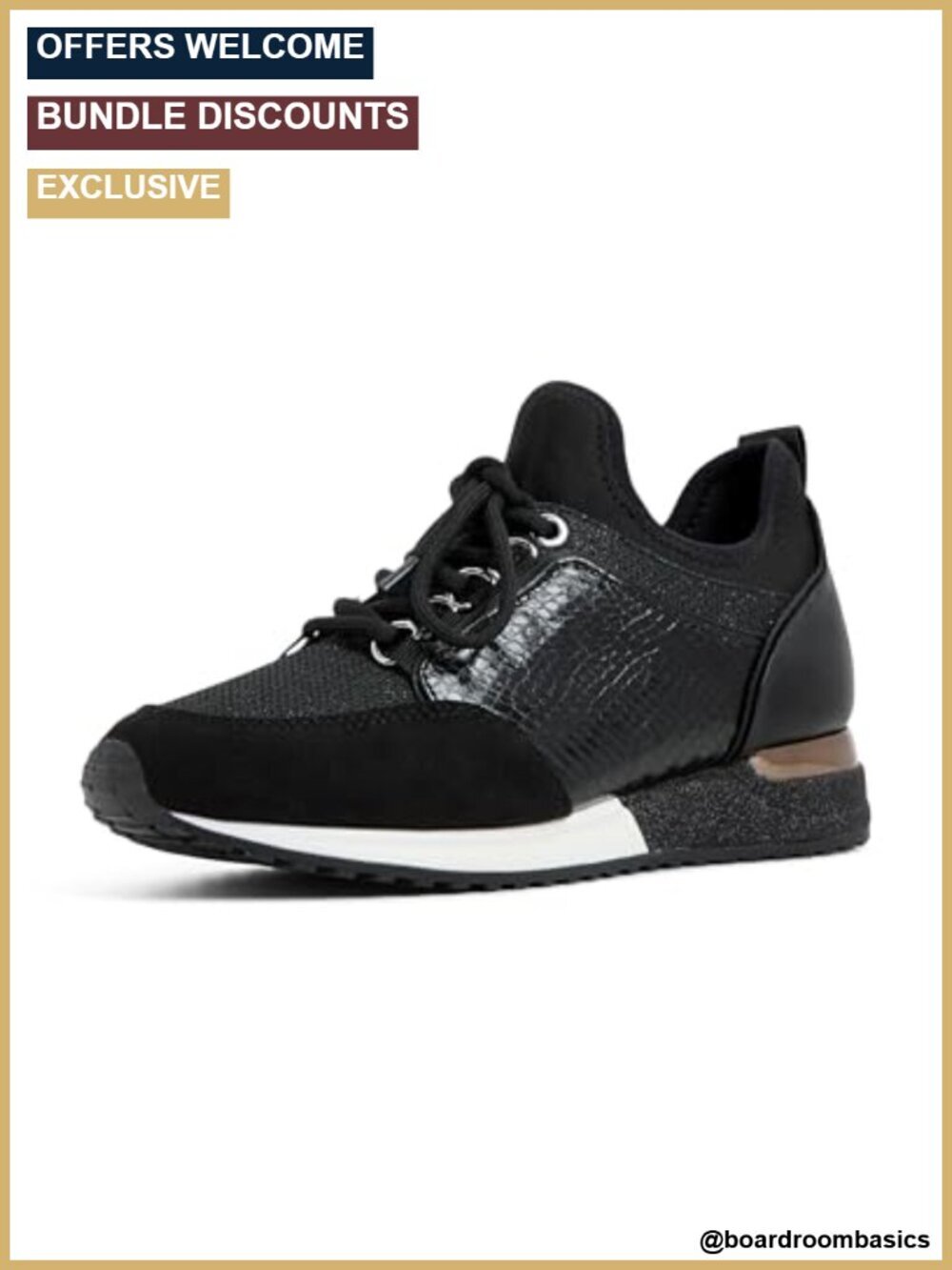 Faux Leather Fashion Lace-Up Sneakers with Cushioned Insole